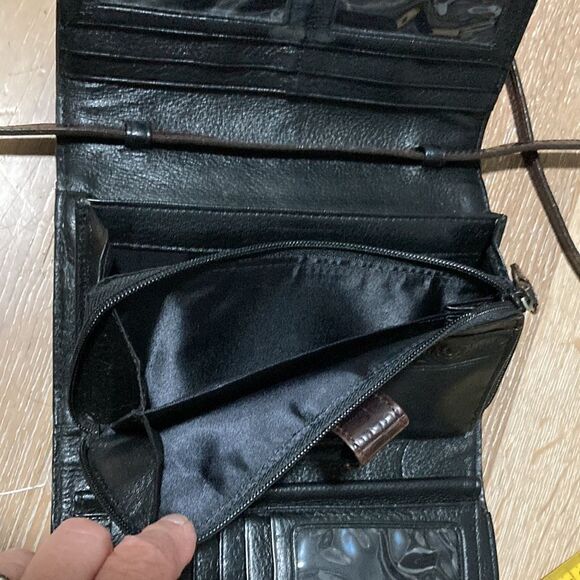 Brighton small wallet/bag Crossbody black and brown woven & crocodile print - Picture 6 of 11